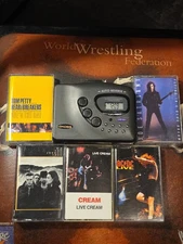 Koss PP125 Walkman Auto Reverse AM/FM Lot + 5 Cassettes U2 Tom Petty AC/DC