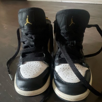 Jordan Air Jordan 1 640734-177 Kids Sneaker Black/White/Yellow Size 12C