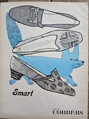1966 Women's California Cobblers Shoes Wolf Art Vintage Fashion ad