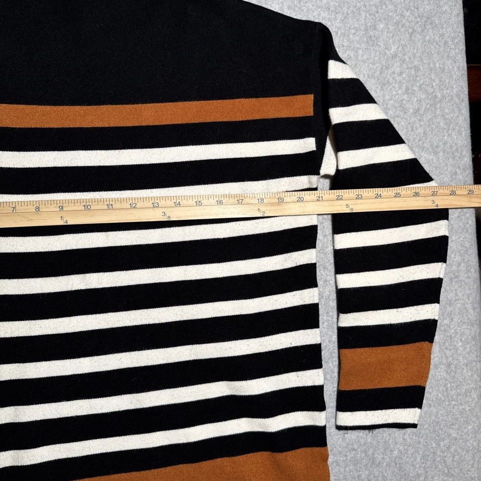 Suéter Jones New York Para Mujer Túnica a Rayas Cuello Simulado Negro Blanco Marrón Talla n Foto 2 de 4