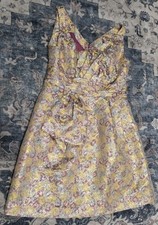 Zac Posen Target Gold Metallic Floral Prom Party Dress Size 12