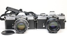 AS IS Lot of 2 Minolta XD Film Camera MC Rokkor PF 55mm, 50mm F/1.7 Lens