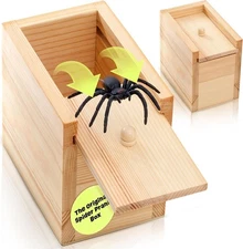 FunFamz Original Spider Prank Box – Wooden Jumping Surprise with... 