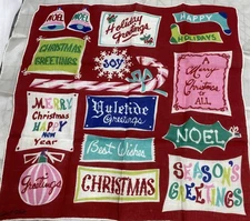 Carl Tait 14 X 14 Christmas Handkerchief Vintage
