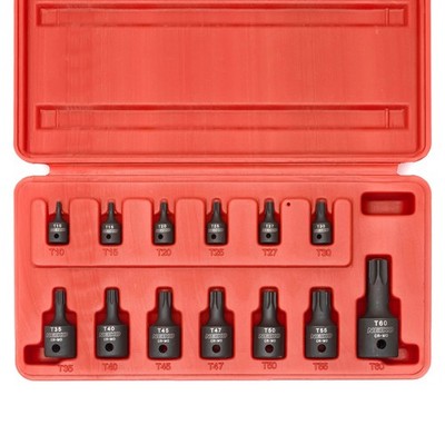 10282B 13 Piece Torx Socket Bit Set, 6 Point Heavy Duty Tamperproof Impact St...