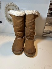 Airwalk girls size 3 faux suede shearling style lined winter boots brown