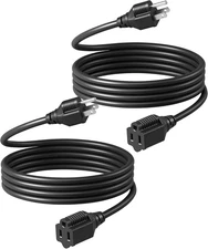 2 Pack 6FT Outdoor Extension Cord Waterproof, Heavy Duty 16 AWG SJTW, NEMA 5-15P