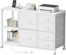 Maihail 6 Drawer File Cabinet W/ Charging Station & Open Storage Shelf