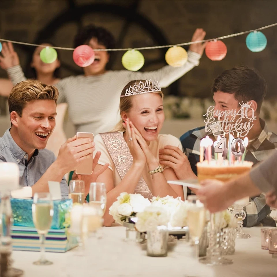 Stunning 40th Birthday Essentials: Sash, Tiara, Cake Topper & Rose Gold Accents — 第 4/4 张图片