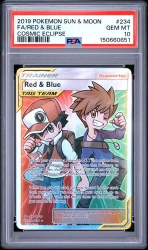 2019 POKEMON SUN & MOON COSMIC ECLIPSE #234 FULL ART/RED & BLUE PSA 10