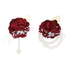 Rose Bridesmaid Wrist Flower Corsage Artificial Bride Wrist Corsage Burgundy