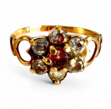 Vintage 9ct Gold Cubic Zircon Flower Cluster Ring Hallmarked Size K