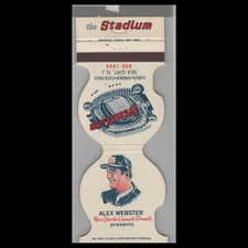 Matchbook Cover Die Cut Alex Webster New York Giant Great The Stadium