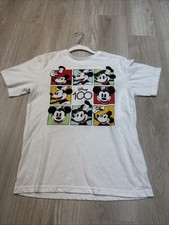 Disney White 100th Anniversary Graphic Mickey Mouse Kids Tshirt. Size XL 14/16