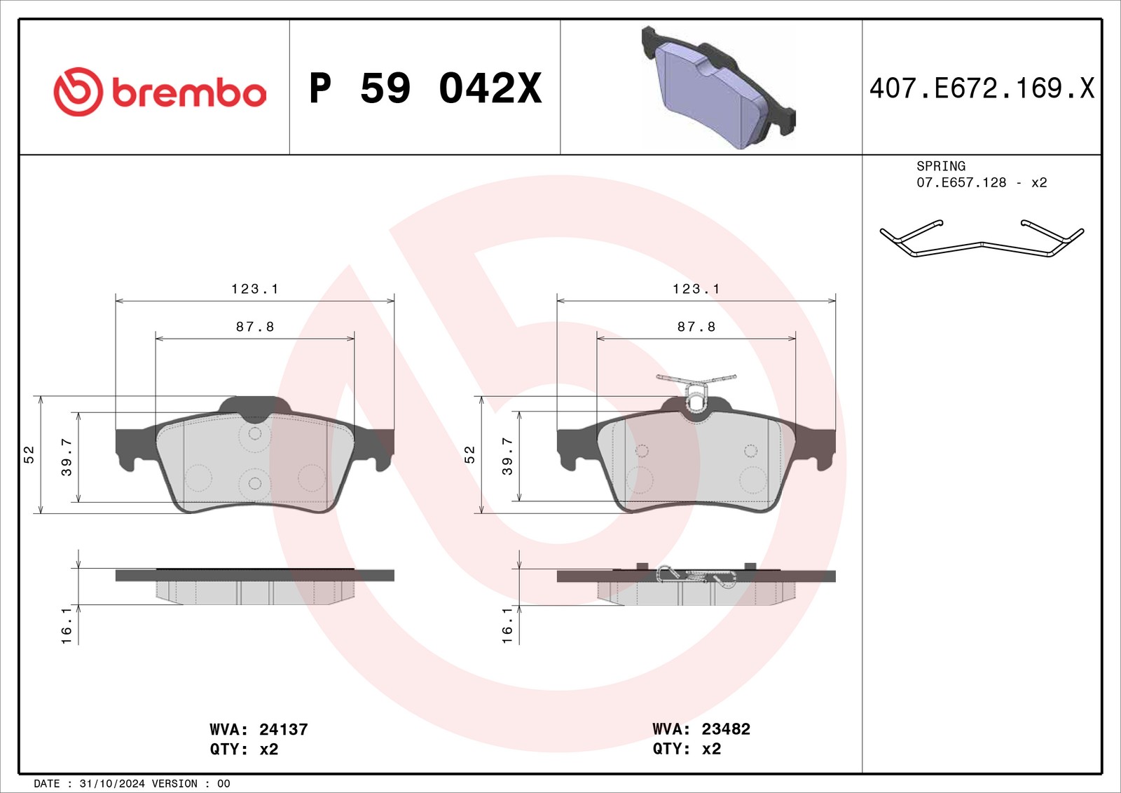 Brake Pads Set fits FORD TOURNEO CONNECT TDCi Rear 1.8 1.8D 02 to 13 Brembo New - Image 33