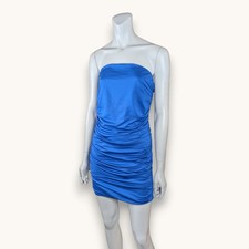 NWT Lulus Blue Strapless Ruched Bodycon Mini Dress Large Homecoming Party