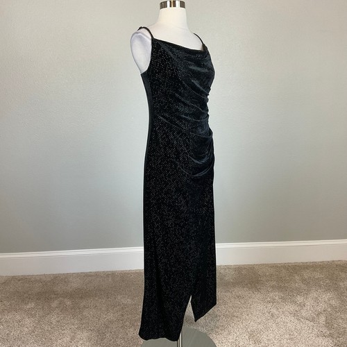 Laundry by Shelli Segal Women's Cocktail Dress Size 12 Black Velvet Midi Sheath - Picture 3 of 11