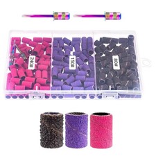 210x Nail Sanding Bands Parts W/ 2 Sanding Shank For Manicure Pedicure Drill Bit