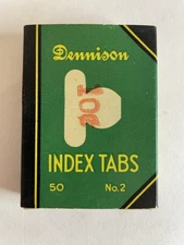 Vintage Dennison No. 2 Index Tabs ~ Full Box ~ New NOS