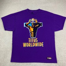 WWE Titus Worldwide T Shirt Mens 2X Purple Graphic Titus O'Neil Wrestling Tee