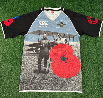 Canterbury RAF Royal Air Force Rugby Poppy WW1 Trikot | Herren Erwachsene Small Top