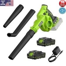 Cordless Leaf Blower Kit 120MPH 20V 2 Batteries Lightweight Electric Yard Care