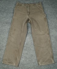 Vtg Carhartt Pants Mens 38x32 Brown B111 Flannel Lined Canvas Carpenter USA Made