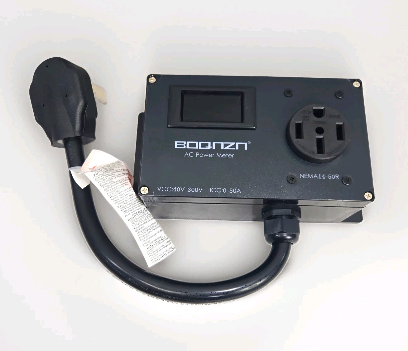 50A AC Power Meter, 240V NEMA 14-50P to NEMA 14-50R LCD Display Digital Multi.
