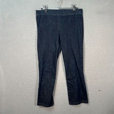 The Row Womens Size Small Cropped Blue Dark Wash Stretch Denim Pants Made In USA