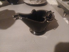 Black amethyst coal hod ashtray wire bale glass