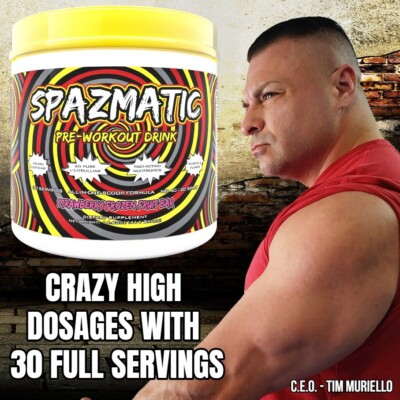 Spazmatic Pre-Workout Powder 400mgs Caffeine - High Stim - High Dosages - Pumps