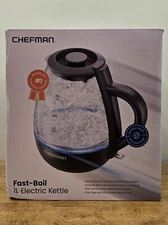 CHEFMAN Fast Boil Electric Kettle, Swivel Base/ Auto Shut-Off/ Drip Free, New 