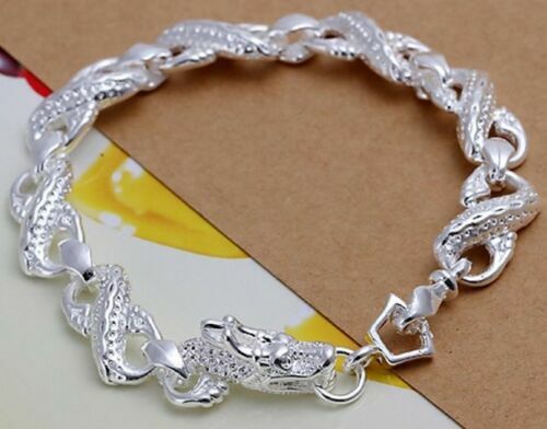 Herren Damen 925 Sterlingsilber 8" Drachen Gliederkette Armband - Bild 2 von 5