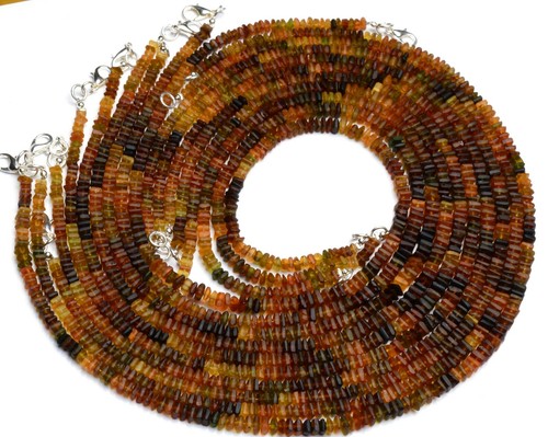 Natural Gem Multi Tourmaline 4-5mm Rough Unpolished Square Beads Necklace 16.5" - Picture 4 of 7