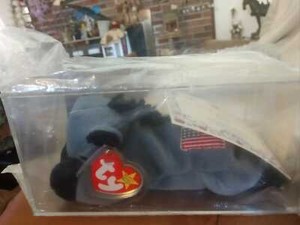 2 -Rare Ty Blue Lefty Donkey 1996 beanie  #8374- 1995 Gray Righty the Elephant