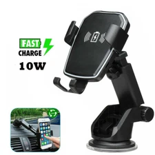 Wireless Fast Charging Car Charger Mount Holder Stand 2 in 1 For Cell Phone
