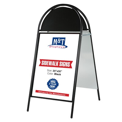 Sandwich Board Sidewalk A-Frame Double Sided Galvanized Backing 20x30 Black