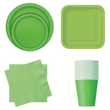 Disposable Paper Plates Cups and Napkins Solid Colours Tableware Sets for Party