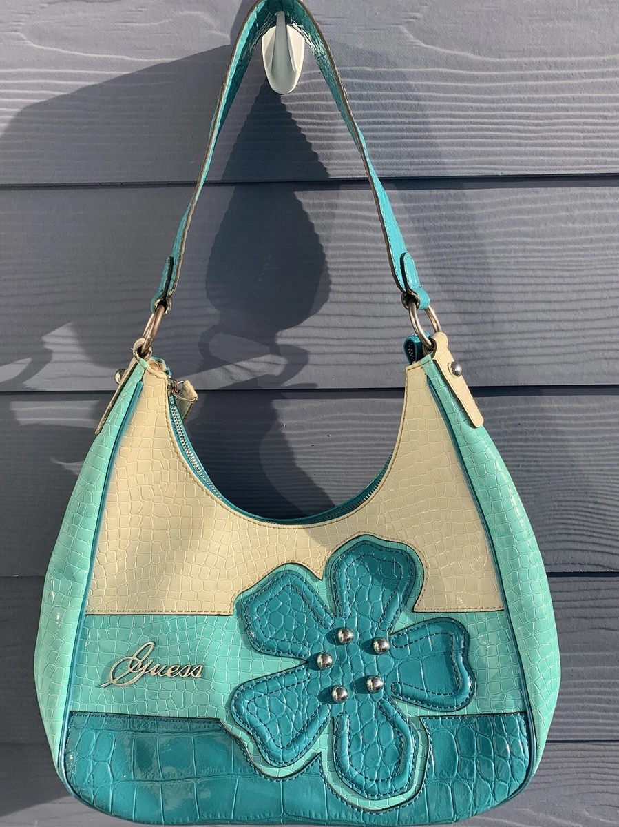 Guess handbag crossbody Aqua Color With Flower Vintage 80's