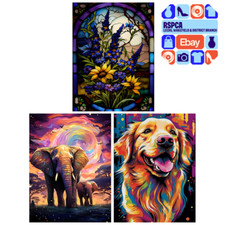 New 3pcs Animal Colourful Abstract DIY Diamond Art Craft Painting 5D Kit RRP 25