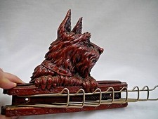 VTG 1930's English Dog Head Motif Closet Tie / Scarf Organizer, Leash Hooks 