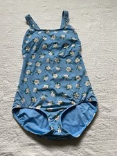 Draper James x Lands End One Piece Swimsuit 4L 4 LONG Light Blue White Magnolia