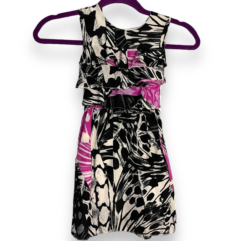 DKNY Tiered Sleeveless Dress Girls Toddler 4 Sleeveless Multicolored School Zip