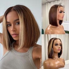 Bob 4/27 Human Hair Wig Highlight 13 4 Lace Front Wig Bob Glueless Soft Wigs