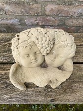 STONE GARDEN TWIN CHERUB  ANGEL WALL PLANTER / TROUGH / POCKET ORNAMENT🌸🌿🍂