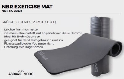 Stanno NBR Gymnastikmatte 489846 Yoga Sport Fitness Exercise Mat 180x60x1,2cm