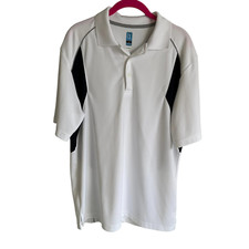 PGA Tour White and Navy Air Luxe Mens Golf Athletic Polo, L