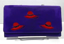 Red Hat Society Purple Clutch purse/check book holder with lots of pockets/slots