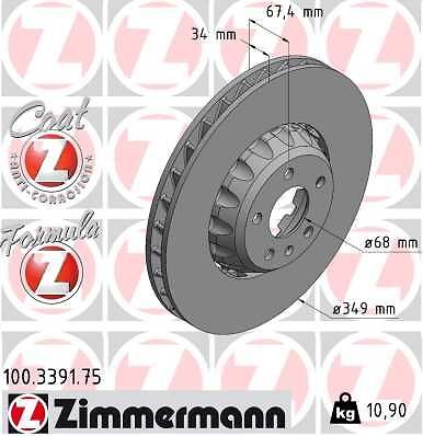 2X Zimmermann 100.3391.75 Bremsscheibe FüR Audi-image