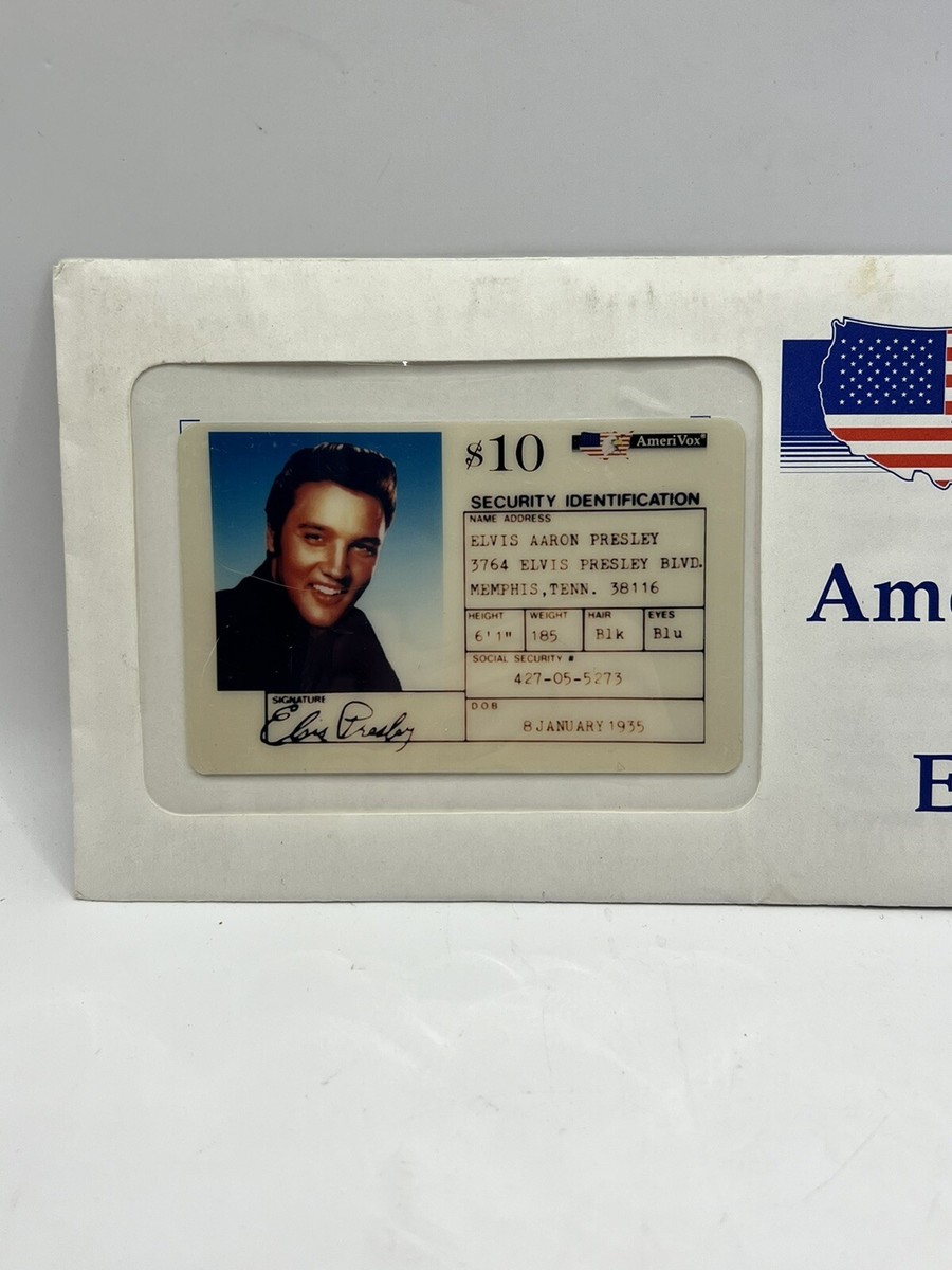 $10. Elvis Presley Identification Security Card ID. (1993